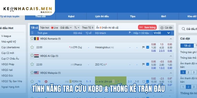 Tính năng tra cứu kết quả bóng đá theo ngày tháng quá khứ